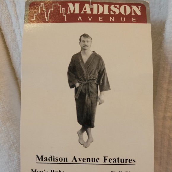NWT Madison Avenue Mens 100% Cotton Robe - Picture 4 of 8